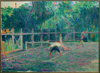 Jugando al tenis en Surbiton en el Támesis